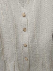 Chic White Textured Puff Sleeve Top
