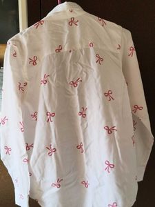 White Shirt with Pink Bow Print