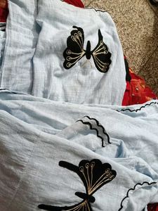 Light Blue Kurta with Butterfly Embroidery
