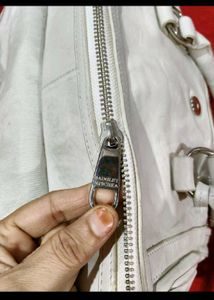 White Leather Satchel Handbag