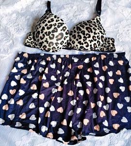 Cute Cheetah & Heart Pajama Set