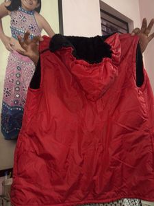 Red Padded Jacket with Fur Lining