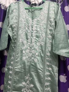 Green Embroidered Kurta Set with Dupatta