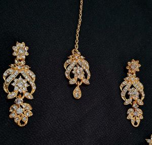 Elegant Gold-Tone CZ Necklace Set