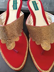 Red & Gold Embellished heels