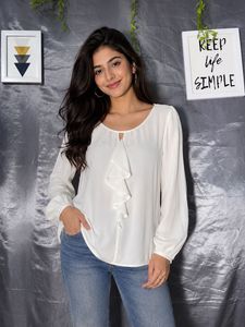 Tommy hilfiger Elegant White Ruffled Top