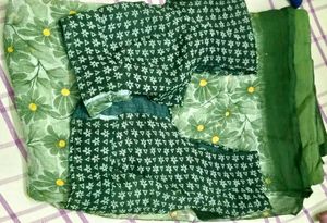 Green Floral Print Saree with blouse