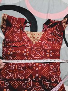 Maroon Bandhani Kurta Set