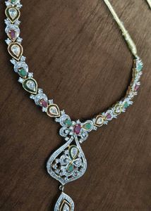 Elegant Diamond &amp; Emerald Necklace