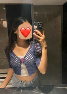 blue knitted top