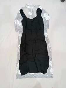 Silver Party Kurta With Inner
