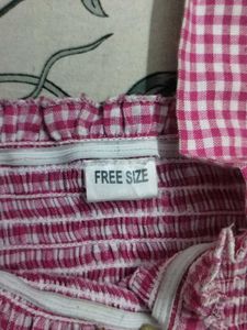 Pink Gingham Smocked Top with Tie Straps