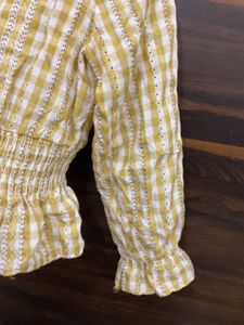 Yellow Plaid Peter Pan Collar Top