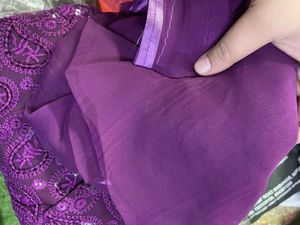 Purple Paisley Embroidered Dress Material