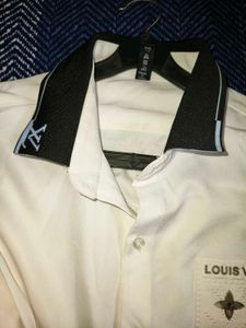 White Designer Shirt | LV Style Print | Premium Lo