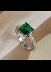 Emerald Cut  Ring green stone