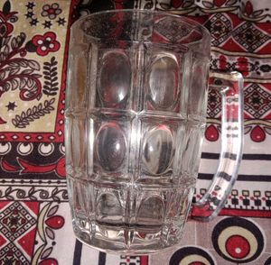 Vintage Glass Beer Mug with Handle