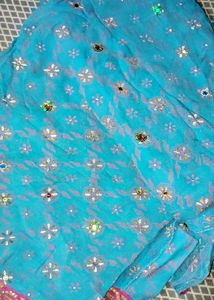 Stunning Blue Embroidered Saree