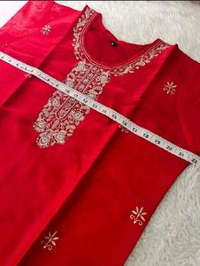 Stunning Red Embroidered Kurta Set