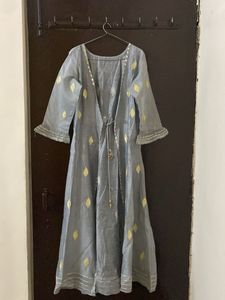 Beautiful grey partywear Anarkali set