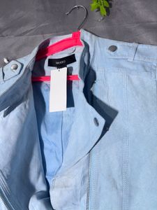 forever 21 Light Blue Faux Suede Biker Jacket