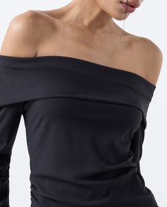 Off-Shoulder Ribbed Cotton Blend Top