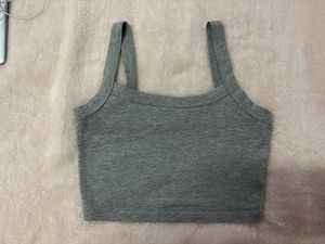 Grey Spaghetti Strap Crop Top