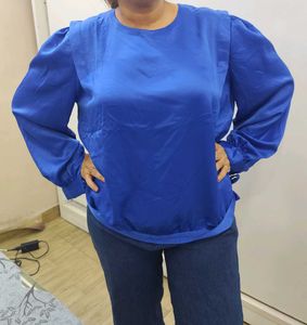 Calvin Klein Royal Blue Satin Top - XXL