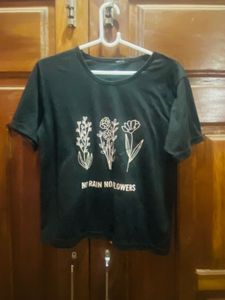 Black Floral Print T-Shirt