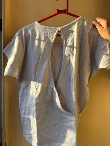 Grey T-Shirt with Back Cutout