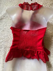 Y2K Red Ruffled Top