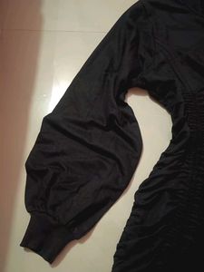 Stylish Black Mini Dress with Drawstring Detail