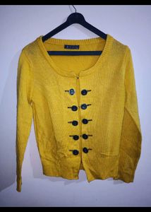 Mustard Yellow Button-Up Cardigan