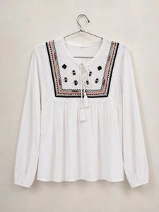 Embroidered White Bohemian Blouse