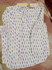 white ikkat tunic cum overcoat