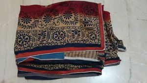 Maroon Saree with Block Print