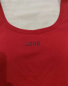 Red Ribbed Crop Tank Top