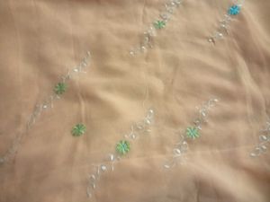 Peach Embroidered Saree with Sequins