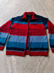 Striped Knit Zip-Up Jacket