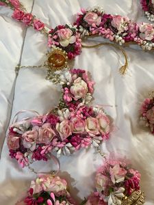 Royal Pink Flower Jewellery With Kaleere