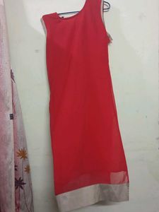 Red Embellished Kurta Set