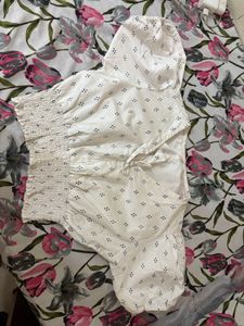 White Smocked Crop Top