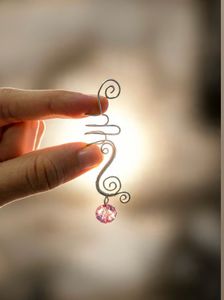 Unique Wire Wrapped Ear Cuff with Crystal
