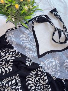 Boho Black &amp; White Print Blouse