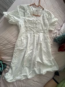 White Ruffled Midi Dress