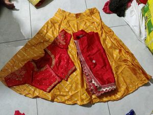 Stunning Yellow &amp; Red Lehenga Choli Set