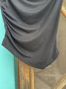 black shoulder drop fitted top