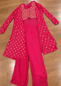 Fashion Dream Girls Pink Georgette Embroidered 3-P