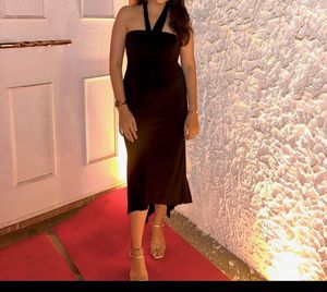 Elegant Black Halter Neck Dress