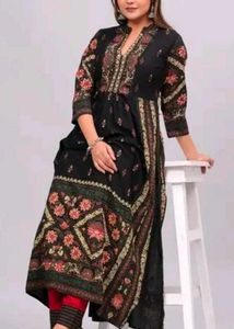 Elegant Black Printed Kurta Set
